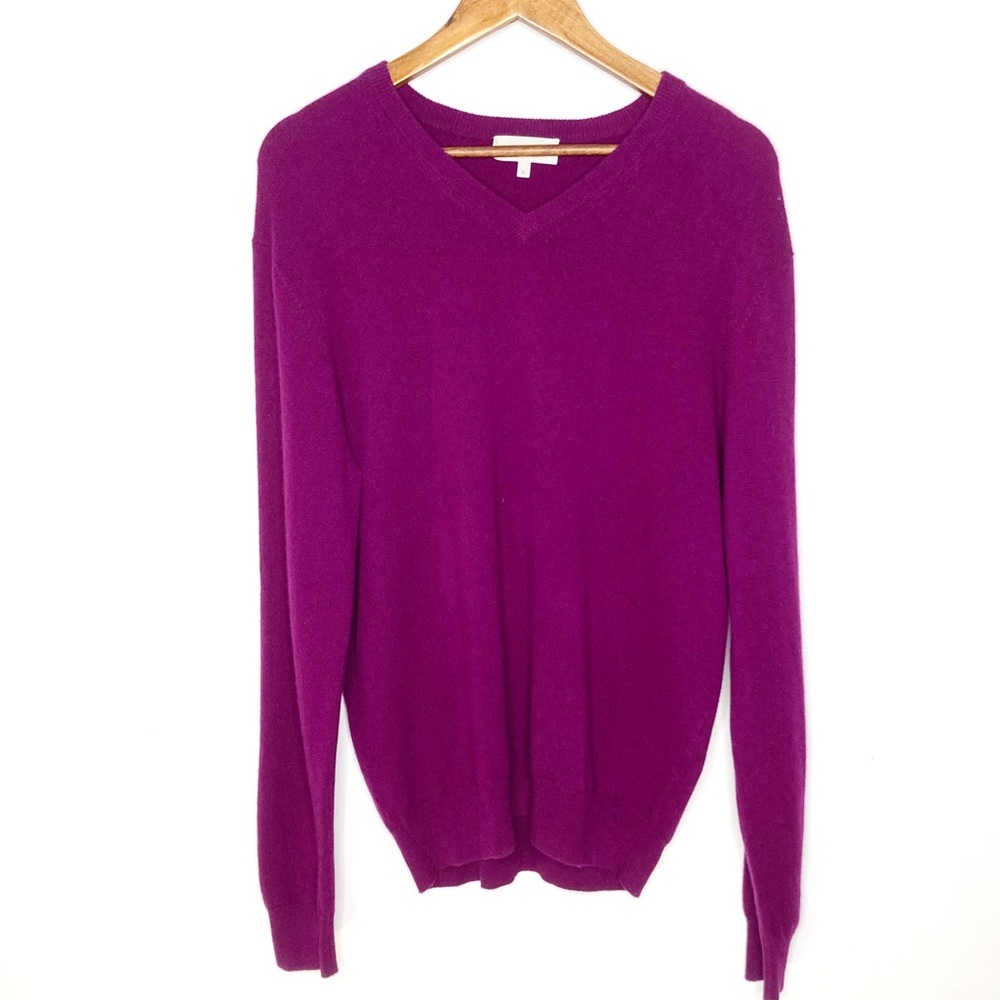 NIEMAN MARCUS Cloud Cashmere V Neck Sweater Women’s Size Large L Plum Purple